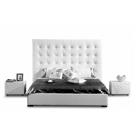 Lit en cuir italien de luxe DODO, blanc