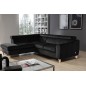 Canapé d'angle convertible en velours luxe 5 places, ASTERIA noir, angle gauche
