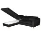 Canapé d'angle convertible en velours luxe 5 places, ASTERIA noir, angle gauche