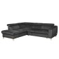 Canapé d'angle convertible en velours luxe 5 places, ASTERIA gris foncé, angle gauche