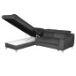 Canapé d'angle convertible en velours luxe 5 places, ASTERIA gris foncé, angle gauche