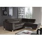 Canapé d'angle convertible en velours luxe 5 places, ASTERIA chocolat clair, angle droit