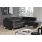 Canapé d'angle convertible en velours luxe 5 places, ASTERIA gris foncé, angle droit