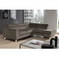 Canapé d'angle convertible en velours luxe 5 places, ASTERIA taupe, angle droit