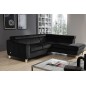 Canapé d'angle convertible en velours luxe 5 places, ASTERIA noir, angle droit