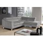 Canapé d'angle convertible en velours luxe 5 places, ASTERIA gris moyen, angle droit