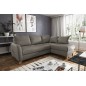Canapé d'angle convertible en cuir de luxe italien , 5 places CONFORIA, taupe, angle droit