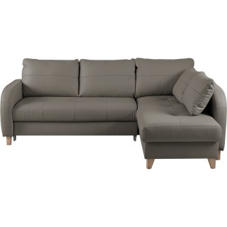Canapé d'angle convertible en cuir de luxe italien , 5 places CONFORIA, taupe, angle droit