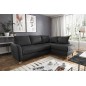 Canapé d'angle convertible en cuir de luxe italien , 5 places CONFORIA, noir, angle droit
