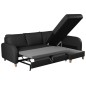 Canapé d'angle convertible en cuir de luxe italien , 5 places CONFORIA, noir, angle droit