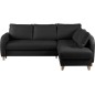 Canapé d'angle convertible en cuir de luxe italien , 5 places CONFORIA, noir, angle droit