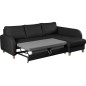Canapé d'angle convertible en cuir de luxe italien , 5 places CONFORIA, noir, angle droit