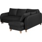 Canapé d'angle convertible en cuir de luxe italien , 5 places CONFORIA, noir, angle droit