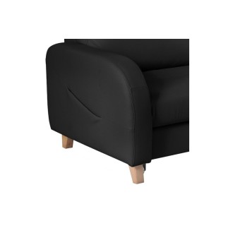 Canapé d'angle convertible en cuir de luxe italien , 5 places CONFORIA, noir, angle droit