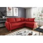 Canapé d'angle convertible en cuir de luxe italien , 5 places CONFORIA, rouge foncé, angle droit