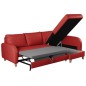 Canapé d'angle convertible en cuir de luxe italien , 5 places CONFORIA, rouge foncé, angle droit