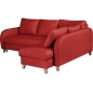 Canapé d'angle convertible en cuir de luxe italien , 5 places CONFORIA, rouge foncé, angle droit