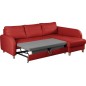 Canapé d'angle convertible en cuir de luxe italien , 5 places CONFORIA, rouge foncé, angle droit