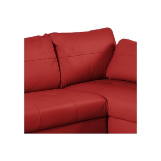 Canapé d'angle convertible en cuir de luxe italien , 5 places CONFORIA, rouge foncé, angle droit