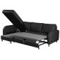 Canapé d'angle convertible en cuir de luxe italien , 5 places CONFORIA, noir, angle gauche