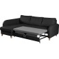 Canapé d'angle convertible en cuir de luxe italien , 5 places CONFORIA, noir, angle gauche