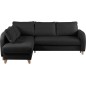 Canapé d'angle convertible en cuir de luxe italien , 5 places CONFORIA, noir, angle gauche