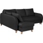 Canapé d'angle convertible en cuir de luxe italien , 5 places CONFORIA, noir, angle gauche