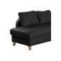 Canapé d'angle convertible en cuir de luxe italien , 5 places CONFORIA, noir, angle gauche