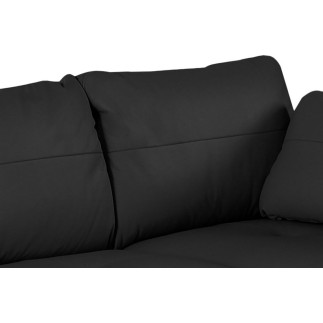 Canapé d'angle convertible en cuir de luxe italien , 5 places CONFORIA, noir, angle gauche