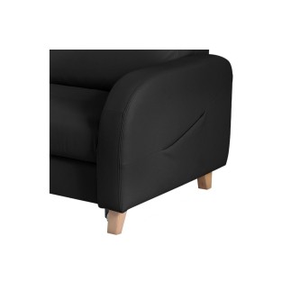 Canapé d'angle convertible en cuir de luxe italien , 5 places CONFORIA, noir, angle gauche