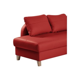 Canapé d'angle convertible en cuir de luxe italien , 5 places CONFORIA, rouge foncé, angle gauche