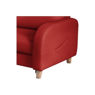 Canapé d'angle convertible en cuir de luxe italien , 5 places CONFORIA, rouge foncé, angle gauche