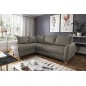 Canapé d'angle convertible en cuir de luxe italien , 5 places CONFORIA, taupe, angle gauche