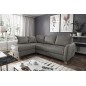 Canapé d'angle convertible en cuir de luxe italien , 5 places CONFORIA, gris foncé, angle gauche