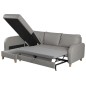 - Canapé d'angle convertible en cuir de luxe italien , 5 places CONFORIA, gris clair, angle gauche