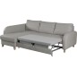 - Canapé d'angle convertible en cuir de luxe italien , 5 places CONFORIA, gris clair, angle gauche