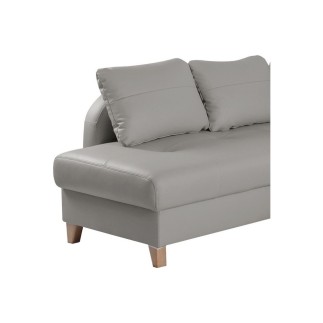 - Canapé d'angle convertible en cuir de luxe italien , 5 places CONFORIA, gris clair, angle gauche
