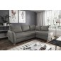 Canapé d'angle convertible en cuir de luxe italien , 5 places CONFORIA, gris foncé, angle droit