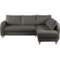 Canapé d'angle convertible en cuir de luxe italien , 5 places CONFORIA, gris foncé, angle droit