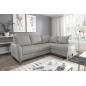 Canapé d'angle convertible en cuir de luxe italien , 5 places CONFORIA, gris clair, angle droit