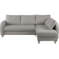 Canapé d'angle convertible en cuir de luxe italien , 5 places CONFORIA, gris clair, angle droit