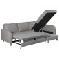 Canapé d'angle convertible en cuir de luxe italien , 5 places CONFORIA, gris clair, angle droit