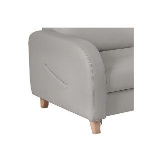 Canapé d'angle convertible en cuir de luxe italien , 5 places CONFORIA, gris clair, angle droit
