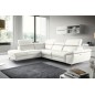 - Canapé d'angle relax en 100% tout cuir épais de luxe italien avec relax électrique, 5/6 places KASTER, blanc cassé, angle gauc
