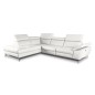 - Canapé d'angle relax en 100% tout cuir épais de luxe italien avec relax électrique, 5/6 places KASTER, blanc cassé, angle gauc