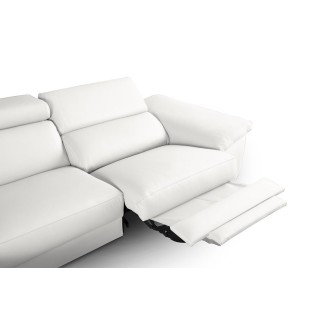 - Canapé d'angle relax en 100% tout cuir épais de luxe italien avec relax électrique, 5/6 places KASTER, blanc cassé, angle gauc