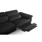 Canapé d'angle relax en 100% tout cuir épais de luxe italien avec relax électrique, 5/6 places KASTER, noir, angle gauche