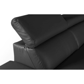 Canapé d'angle relax en 100% tout cuir épais de luxe italien avec relax électrique, 5/6 places KASTER, noir, angle gauche