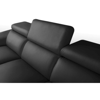 Canapé d'angle relax en 100% tout cuir épais de luxe italien avec relax électrique, 5/6 places KASTER, noir, angle gauche