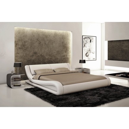 Lit en cuir italien de luxe DREAM, beige, 140x190